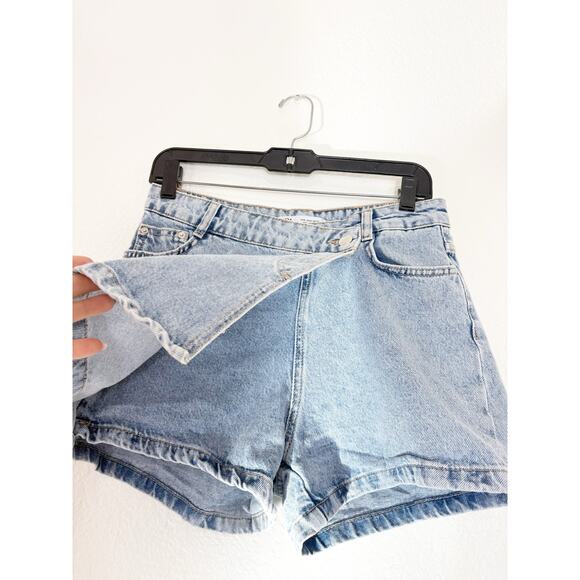 Zara Denim Wrap Skort Size Small Light Wash Minimalist Classic 5862/154/427 - Picture 8 of 11